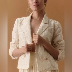 Dolan Floral Eyelet Blazer Cream Small NWOT